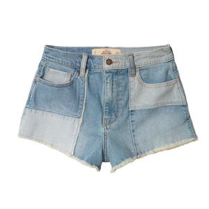 Hollister Vintage High Rise Shorts Distressed Raw Hem Patchwork  Size‎ 5 US / 27